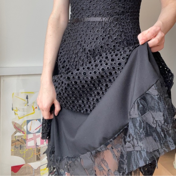 Y2k black eyelet lace dress from designer Dinh Bà / small / made in Canada - Picture 7 of 11